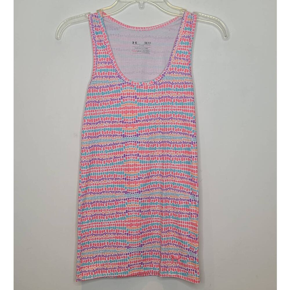 Under Armour heat gear pink fitted tank top - small